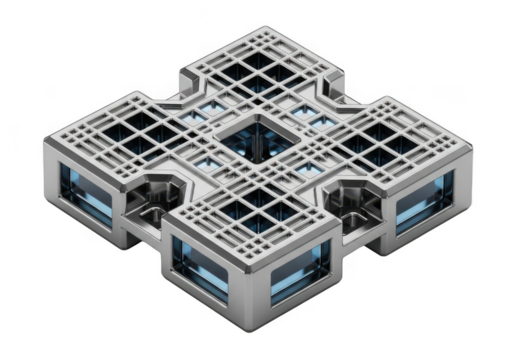 Intricate futuristic geometric structure isolated on transparent background - Powered by Adobe