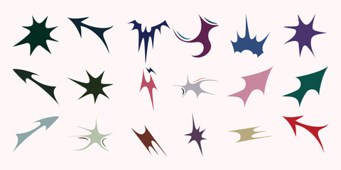 Collection of Abstract Geometric Shapes and Arrows in Various Colors