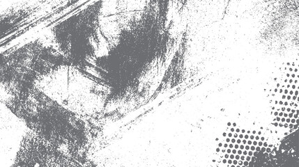 Textured gray and white abstract background with distressed brush strokes and halftone dots pattern vector