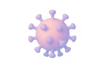 Virus covid-19 in a 3d rendering illustration with a transparent background, representing a global pandemic