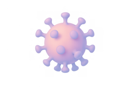 Virus covid-19 in a 3d rendering illustration with a transparent background, representing a global pandemic