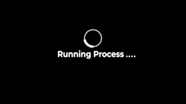 &ldquo;Running process&rdquo; Animation &mdash; Real-Time Progress Indicator for Seamless Data Sync and System Status on black background