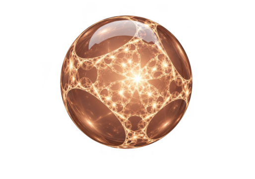 Glowing ornate orb with intricate patterns isolated on transparent background