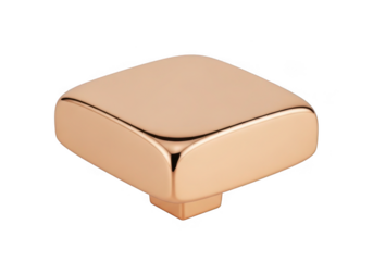 Modern square rose gold cabinet knob isolated on transparent background