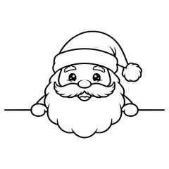 Cute Christmas Peeking svg, Christmas SVG bundle, Santa Claus svg, Christmas clipart, Santa peeking png, christmas outline, SVG Cricut
