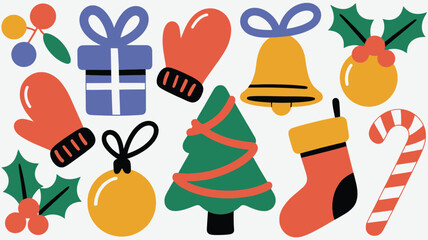 Festive Christmas Icons A Cheerful Collection of Holiday Elements