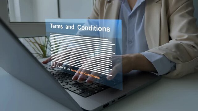 Terms and conditions for employers concept.Digital contract that describes the terms and conditions for work.Law and rules in company.	