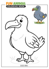 Dodo Bird Coloring Book Page for Kids with a Full Color Reference