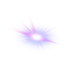 Soft Purple Blue Starburst Light Effect, Radiant Glow Flare Sparkle Overlay for Digital Designs