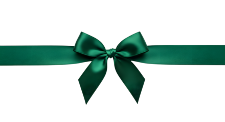Green satin ribbon bow