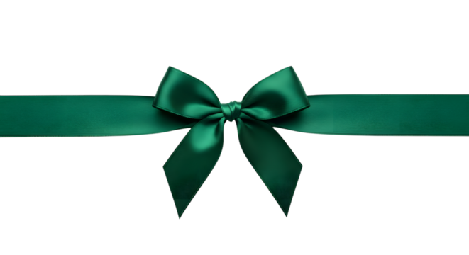 Green satin ribbon bow