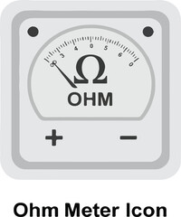 Ohm Meter Icon | Electrical Resistance Measurement Symbol | Digital and Analog Tester Vector
