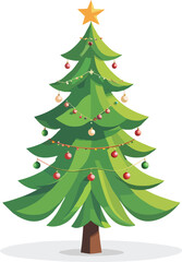 Christmas tree flat vector clipart illustration
