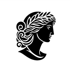 simple silhouette head of goddess greek statue