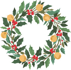 Christmas wreath , ornament flat vector illustration