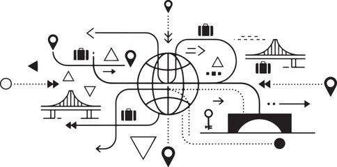 International travel and migration concept with global connections world earth