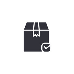 A sealed package with a check mark representing verified shipping, approved items, secure delivery, and confirmed order completion.