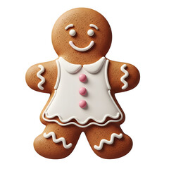 Cute gingerbread girl, isolated on transparent background ultrarealistic