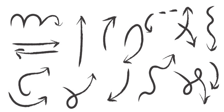 hand drawn arrows and Summer vacation doodle illustration set. scribbles collection group, line drawing set, Hand Cute various media background for poster and digital projects Transparent Background.	