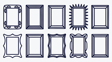 Set of ten diverse photo frame outline vector designs for art displays