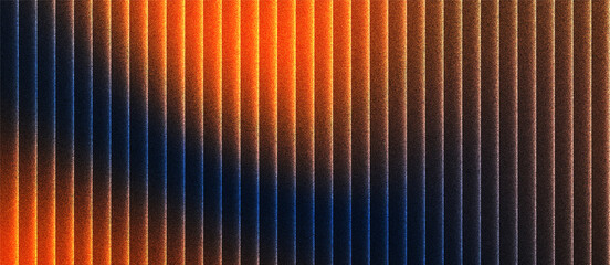 grainy ribbed glass abstract background in black and orange tones with glossy curved texture, vertical light lines and smooth gradient for use in luxury design or digital surface visuals
