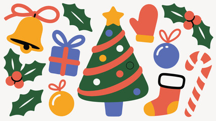 Festive Christmas Icons A Cheerful Collection of Holiday Elements