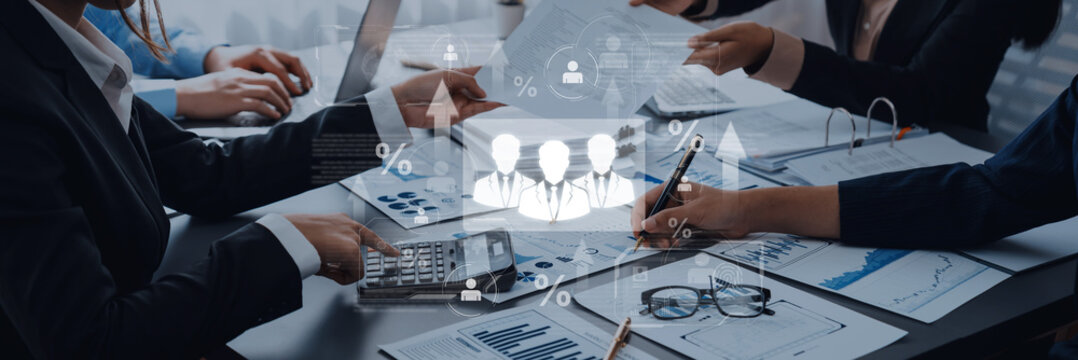 Concept of human resources metrics and workforce analytics. The data shows employee team performance, professional development, and overall business growth and success. Fermion