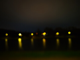 Night park lights bokeh background