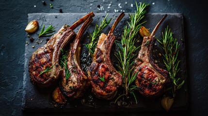 Delicious grilled lamb chops, seasoned with fresh herbs and spices, a culinary delight