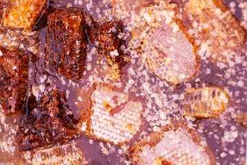 close up of honey, honey background, sweet honey, texture.