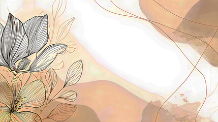 Pastel-colored leaves and flowers form a graceful border, perfect for serene compositions, creative projects, or minimalist backgrounds.