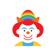 Flat Design Clown Avatar with Rainbow Hat