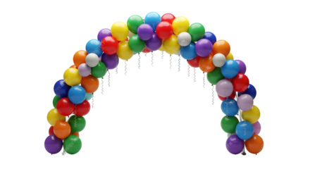 Colorful Balloon Arch – Rainbow Arch with Multicolor Balloons on White Background

