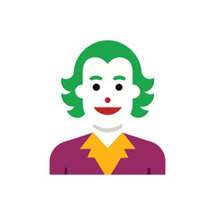 Flat Design Clown Character Avatar with Green Hair