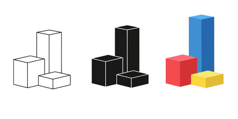 Geometric Shapes Interlocking Design Vector Set in Three Styles — Line Art, Silhouette and Color Version for Modern Patterns, Abstract Layouts and Minimal Graphic Projects