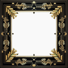 Elegant Black and Gold Art Deco Frame with Geometric Patterns