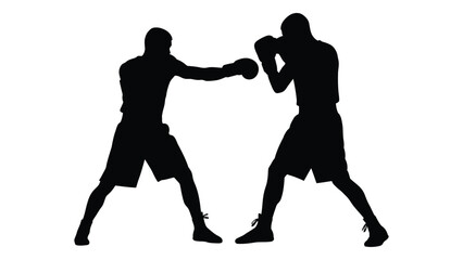 Boxing match silhouette isolated on white background, Vector