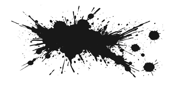 Black grunge ink paint splatter drop texture vector illustration