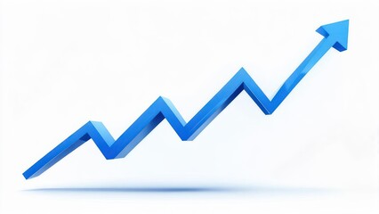 Blue upward trending graph graphic