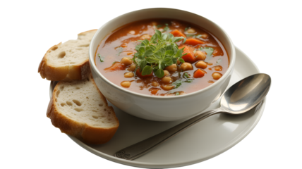 Delicious and comforting chickpea soup served with crusty bread, a perfect healthy meal for lunch or dinner, offering warmth and satisfaction with every bite