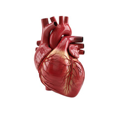 Human heart isolated on transparent background, detailed anatomical model rendering