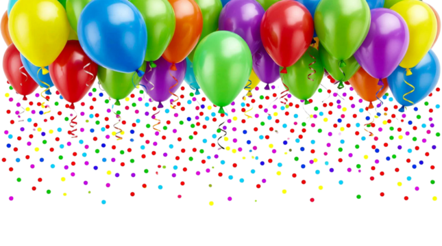 colorful balloons isolated on transparent background