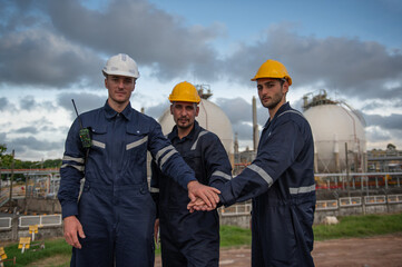 Refinery industry, engineer working in industrial production, oil and gas refinery plant industry factory, Petrochemical plant