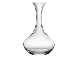 Elegant clear glass vase isolated on transparent background, decorative container