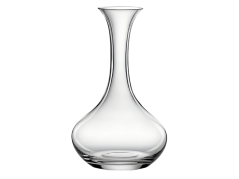 Elegant clear glass vase isolated on transparent background, decorative container