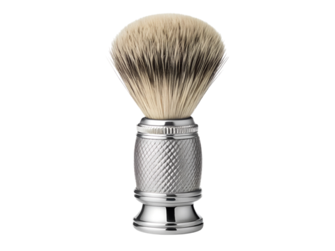 Shaving brush isolated on transparent background for traditional wet shaving routine