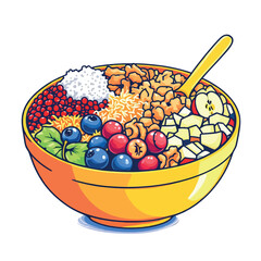 Vsai breakfast bowl with fruit, granola, and healthy cereal