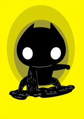 black ink cat do superhero pose