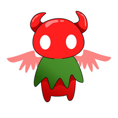 A cute red cartoon character vector illustration with cute horns