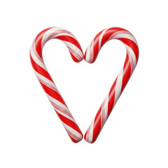 Candy cane heart shape, isolated on transparent background ultrarealistic